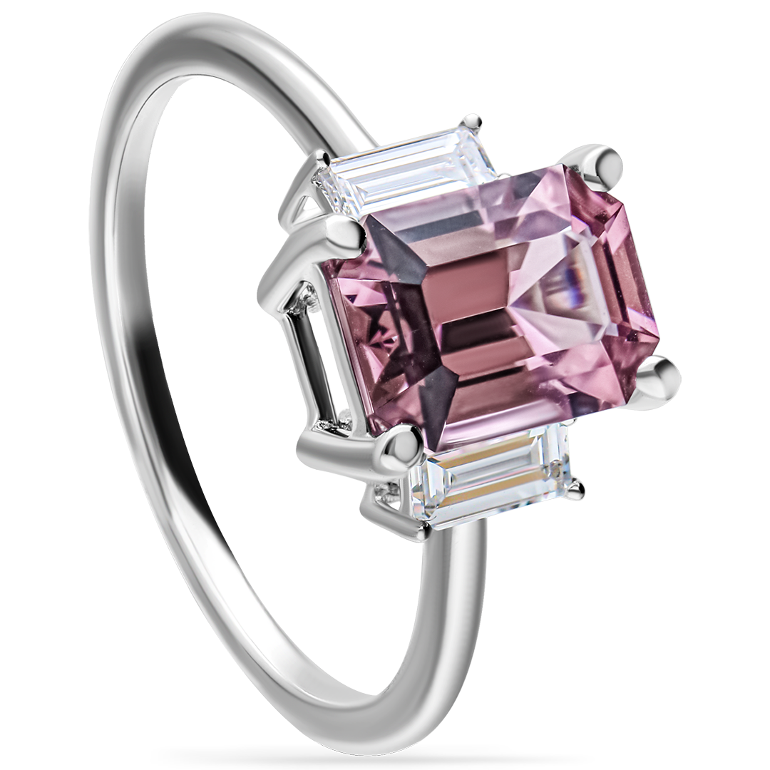 JETT EMERALD CUT PINK TOURMALINE RING